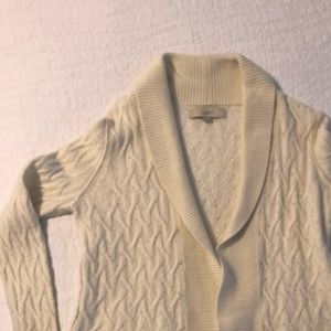Cream LOFT sweater cardigan